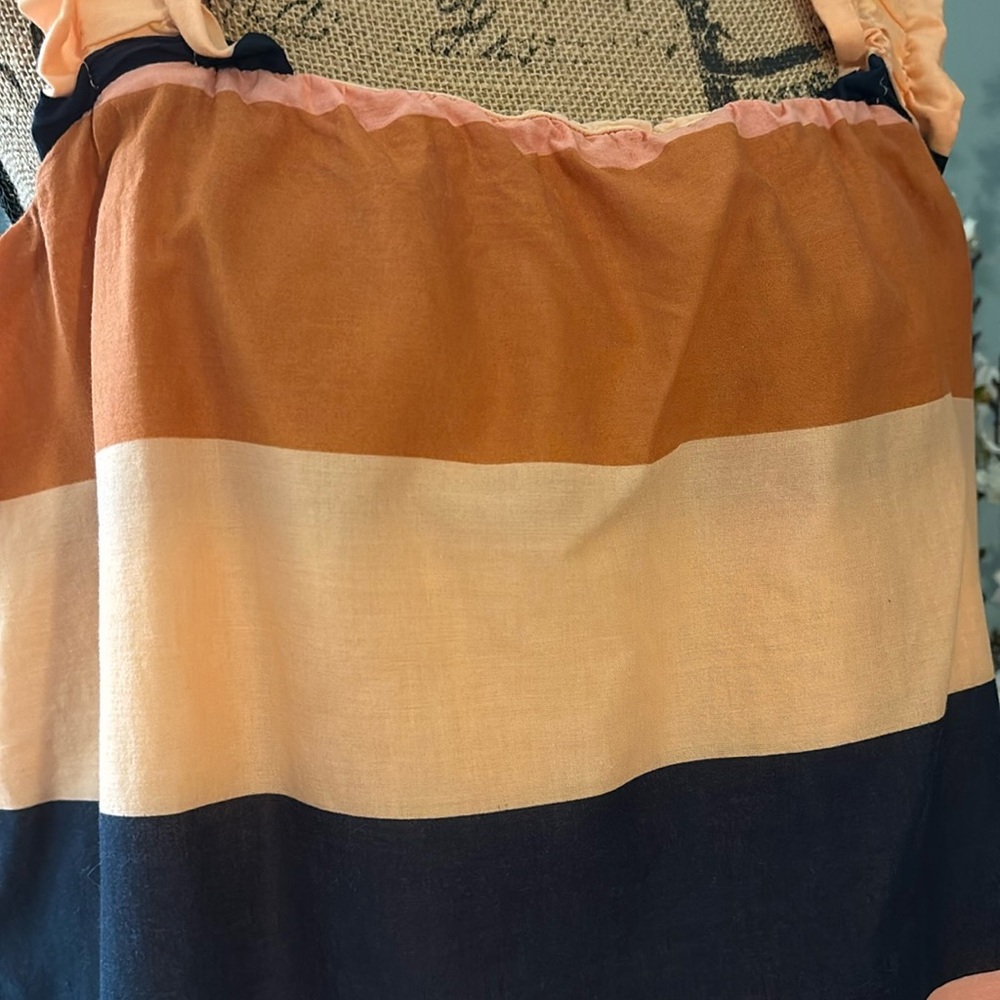 Striped Ruffle Strap Tank Top - Peach Multi - Picture 3 of 11